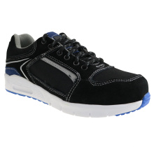 Black suede cow leather comfortable EVA sole and steel toe safety shoes